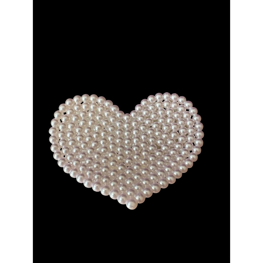 Heart Faux Pearl Hair Claw Clip White Beaded Bridal Wedding Hair Accessory